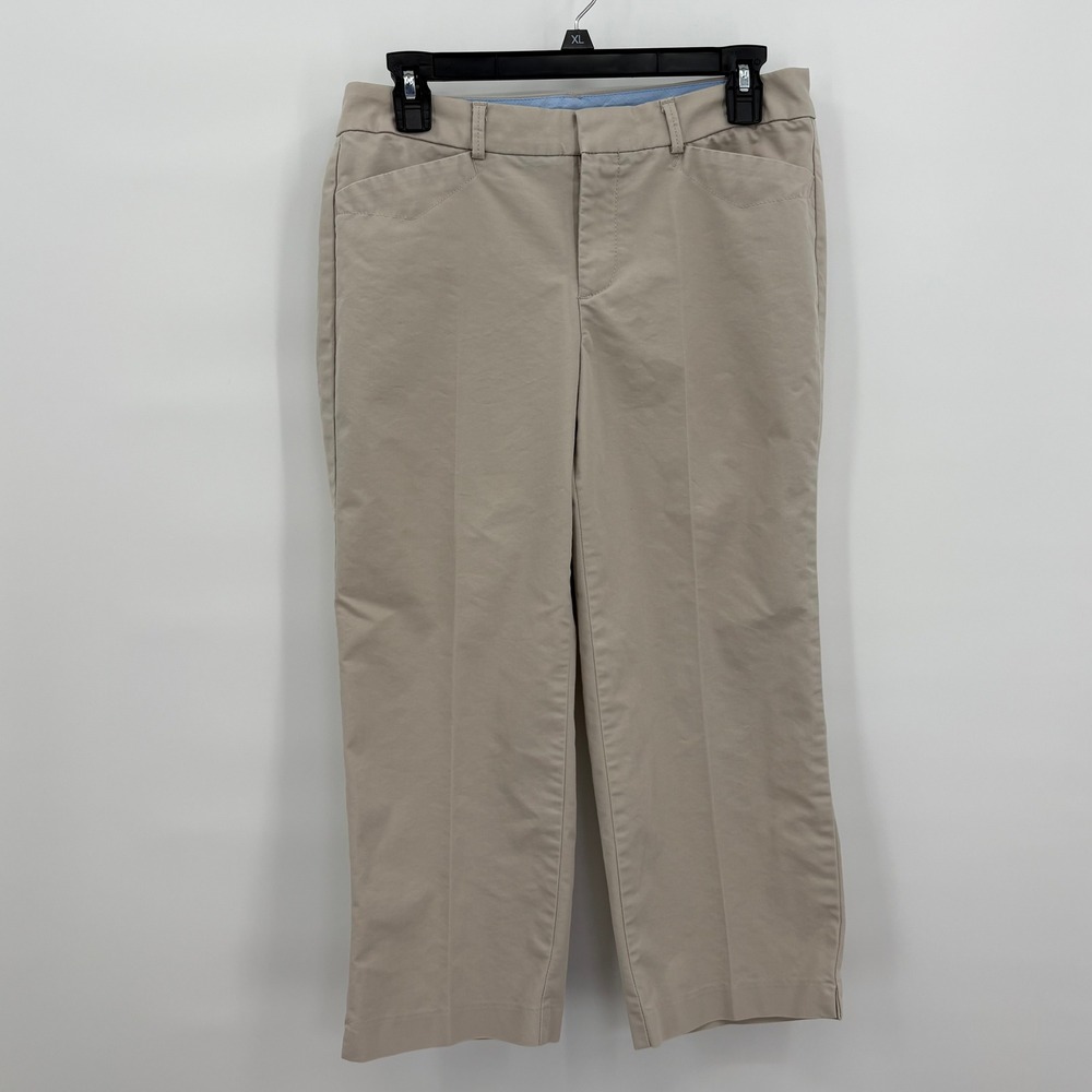 Dockers Womens Khaki Cropped Pants Tan Stretch Cotton Straight Leg Size‎ 6